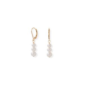 14/20 Gold Filled Stacked Cultured Freshwater Pearl Lever Earrings