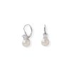 Simulated Pearl and Square CZ Lever Earrings