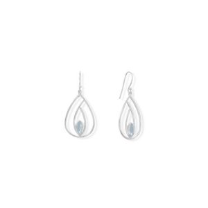 Polished Blue Topaz French Wire Pear Earrings