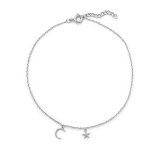 “My Moon and Stars” Rhodium Plated Anklet