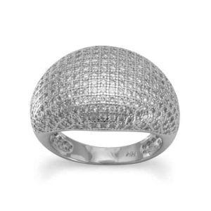 Rhodium Plated Micro Pave CZ Ring