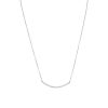 18" + 2" Rhodium Plated Curved CZ Bar Necklace