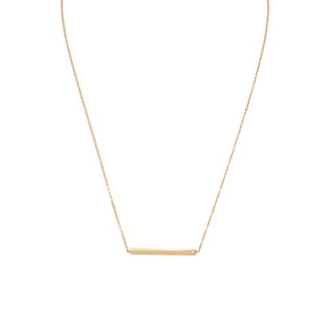18" 14 Karat Gold Plated Bar Necklace with CZ
