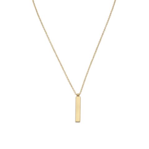 18" 14 Karat Gold Plated Drop Bar Necklace