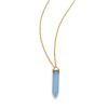 14 Karat Gold Plated Spike Pencil Cut Blue Chalcedony Necklace