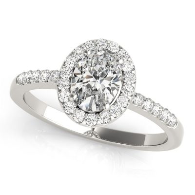 Oval halo solitaire ring