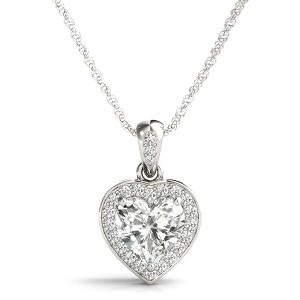 Gold Diamond Heart Shape Halo Necklace