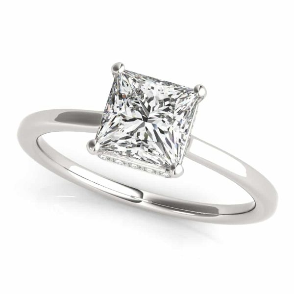 Princess Cut Hidden Halo Diamond Engagement Ring