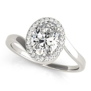 Oval-Cut Twisted Shank Halo Engagement Ring