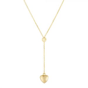 14K Gold Heart Lariat Necklace