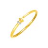 14k Yellow Gold Hinged Bangle Bracelet with Diamonds