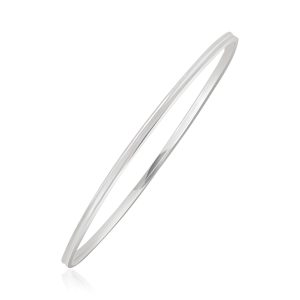 14k White Gold Concave Motif Thin Stackable Bangle
