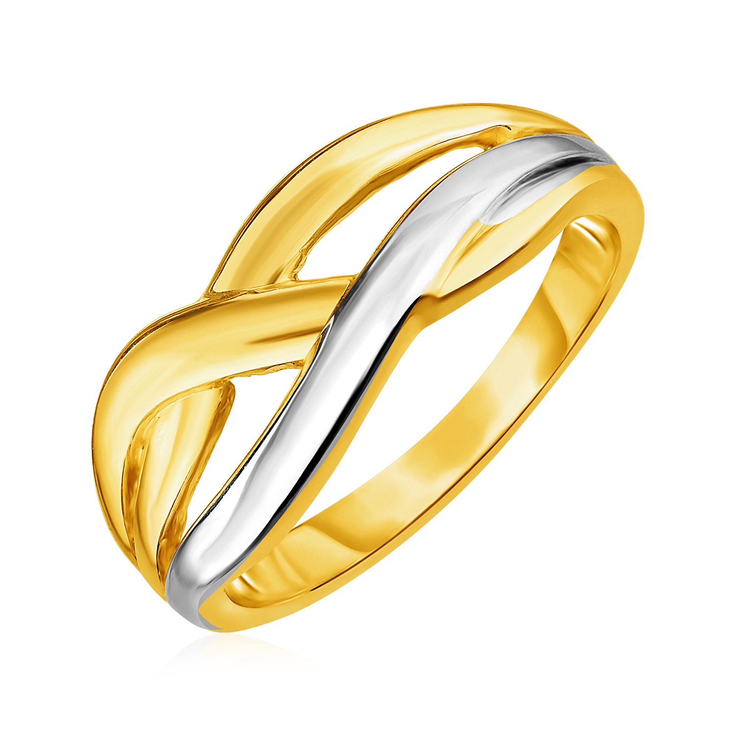 14k Two Tone Gold Braid Motif Ring
