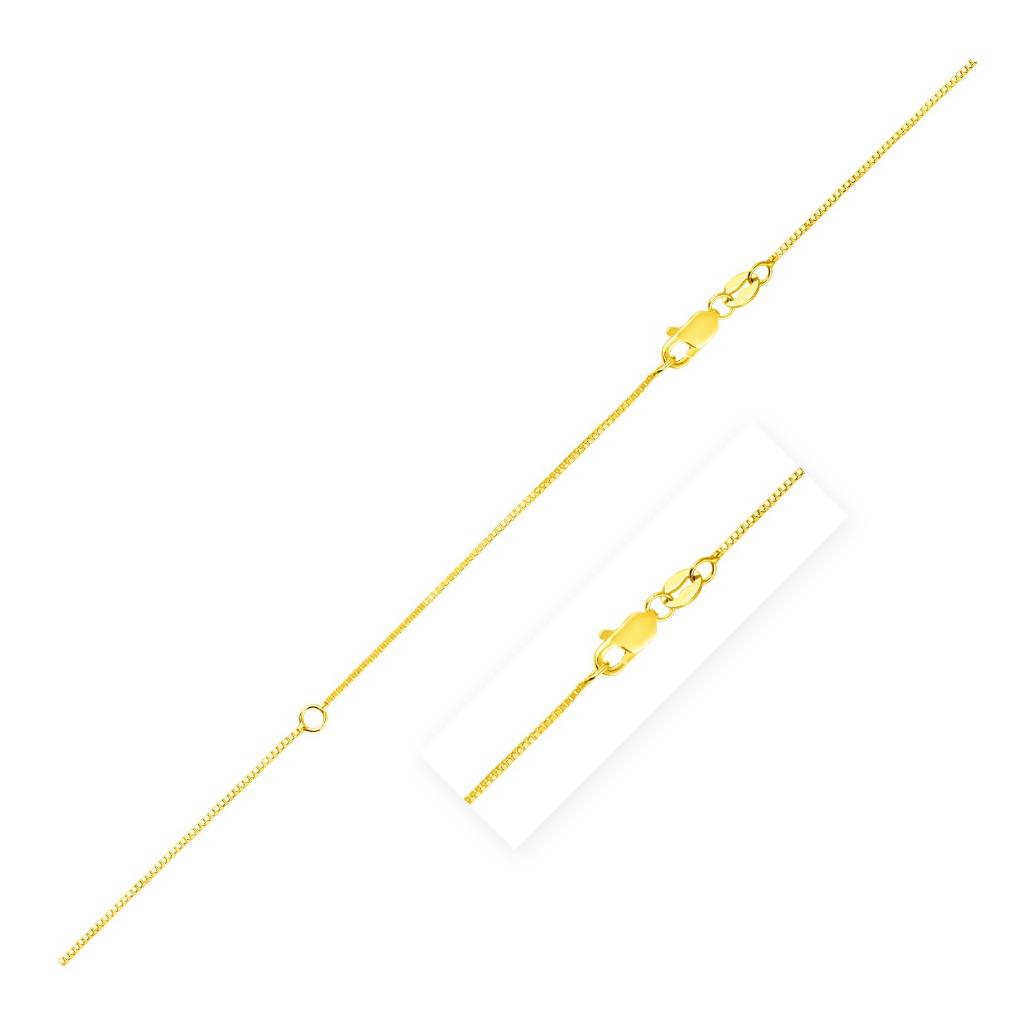 Extendable Box Chain in 14k Yellow Gold (0.7mm)