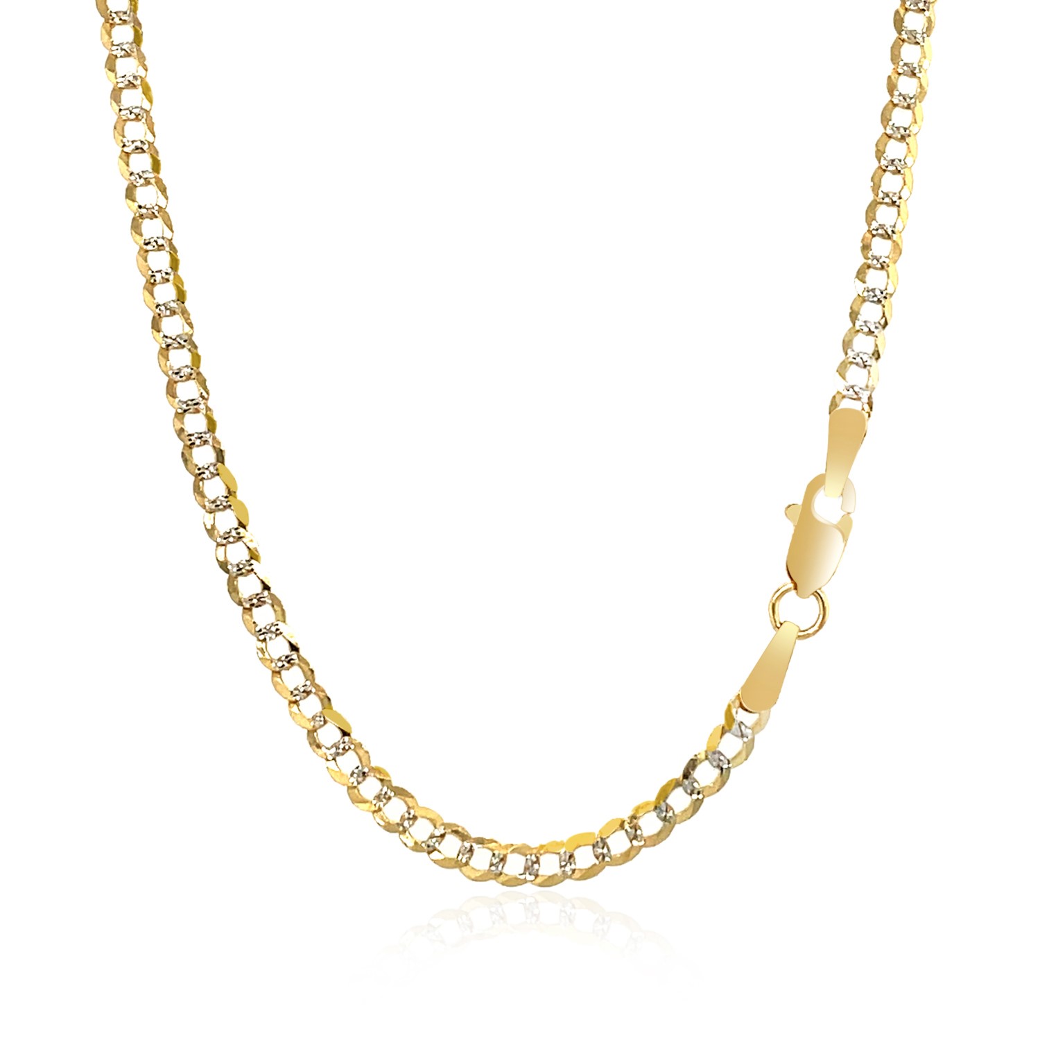 2.6 mm 14k Two Tone Gold Pave Curb Chain