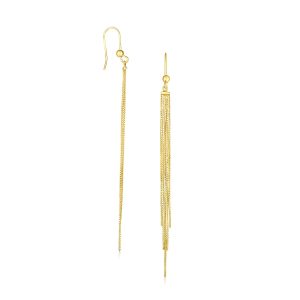 14k Yellow Gold Multiple Asymmetrical Chain Drop Earrings