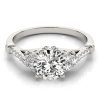 14k White Gold Side Clusters Round Diamond Engagement Ring (1 1/8 cttw)