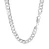 Rhodium Plated 7.2mm Sterling Silver Curb Style Chain