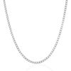 Rhodium Plated 3.0mm Sterling Silver Curb Style Chain