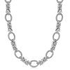 Sterling Silver Rhodium Plated Knot Style and Textured Oval Chain Necklace