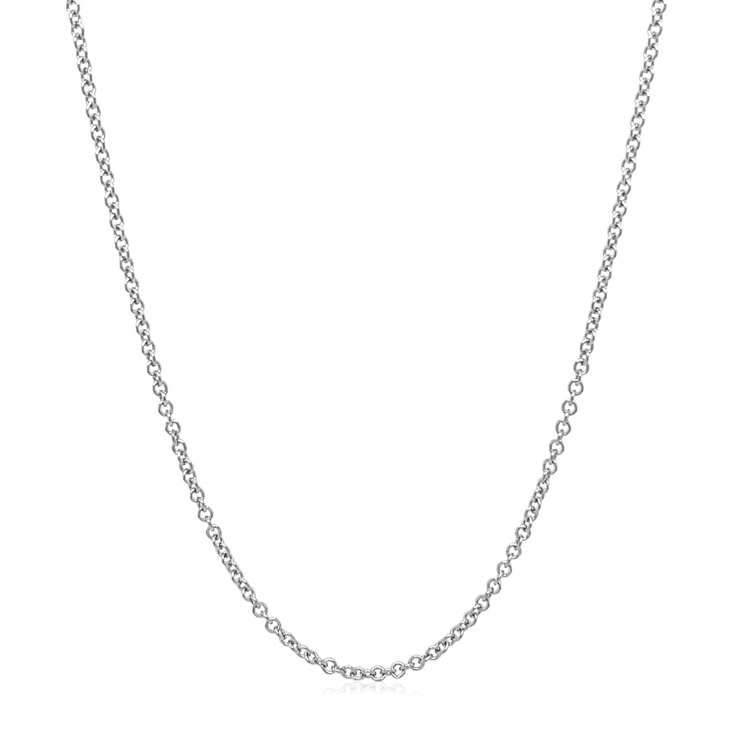 14k White Gold Round Cable Link Chain 1.5mm