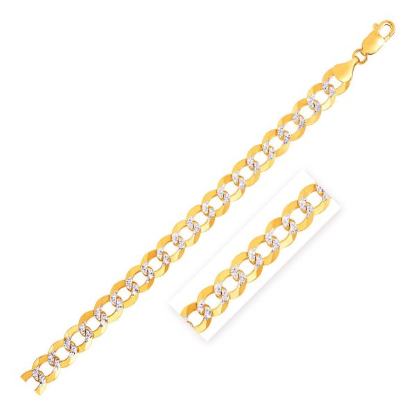 12.18 mm 14k Two Tone Gold Pave Curb Bracelet