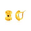 14k Yellow Gold Geometric Texture Earrings