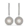 14k White And Rose Gold Drop Diamond Earrings with a Halo Design (3/4 cttw)