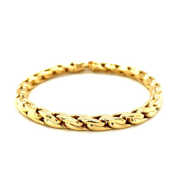 14k Yellow Gold 8 1/2 inch Mens Polished Narrow Rounded Link Bracelet