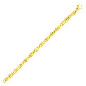 14k Yellow Gold Stylish Bracelet with Interlaced Oval Links