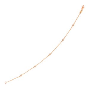 14k Rose Gold 7 inch Bracelet with Petite Diamond Stations