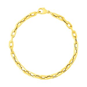 14k Yellow Gold 7 1/2 inch Paperclip Chain Bracelet with Three Diamond Links