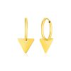 14k Yellow Gold Huggie Style Hoop Earrings with Triangle Drops