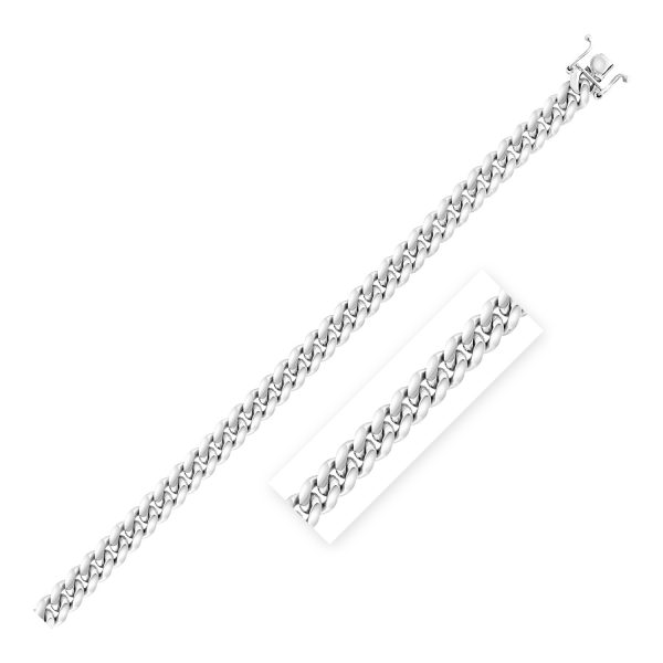 Sterling Silver Rhodium Plated Miami Cuban Chain 7.0mm