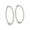 14k White Gold Diamond Hoop Earrings with Shared Prong Setting (2 cttw)