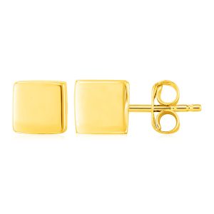 14k Yellow Gold Polished Cube Post Earrings