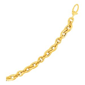 Teardrop and Round Link Bracelet in 14k Yellow Gold