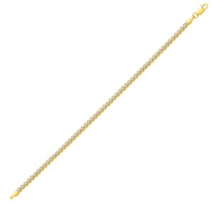 Two-Toned Fine Wheat Chain Bracelet in 10k Yellow and White Gold