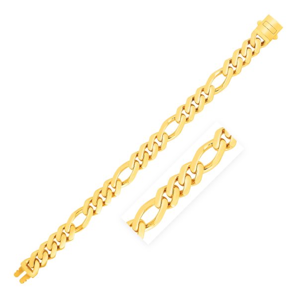 14k Yellow Gold Polished Modern Lite Figaro Chain Bracelet