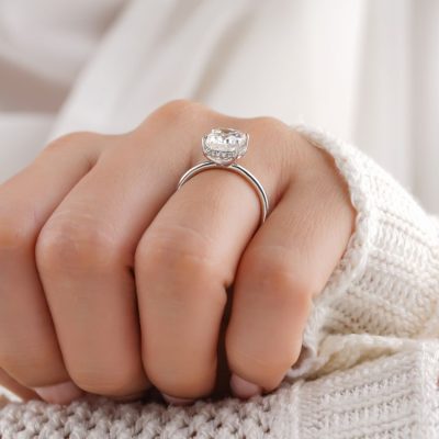 Hidden halo engagement ring